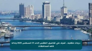 درجات متقلبة.. تعرف على تفاصيل الطقس الأحد 31 أغسطس 2025 وحالة كافة المحافظات